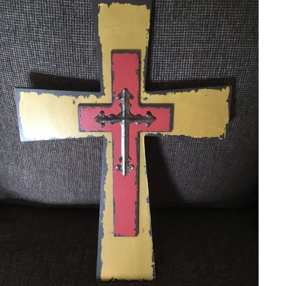 Wood and Metal Wall Cross - Picture 2 of 3